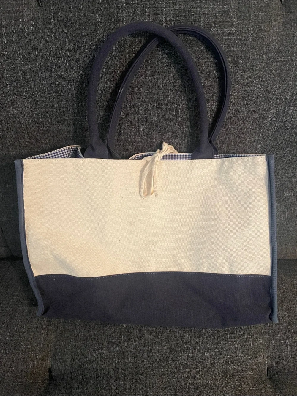 Boca Raton Navy and Cream Canvas Tote - Picture 4 of 5